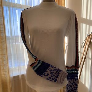 Free People Multi color detail cotton top sz L NWT